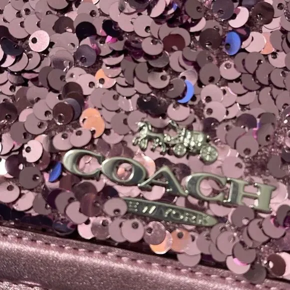 Coach Sequined Flap Clutch Crossbody Lilac Bag/Clutch - Picture 10 of 13